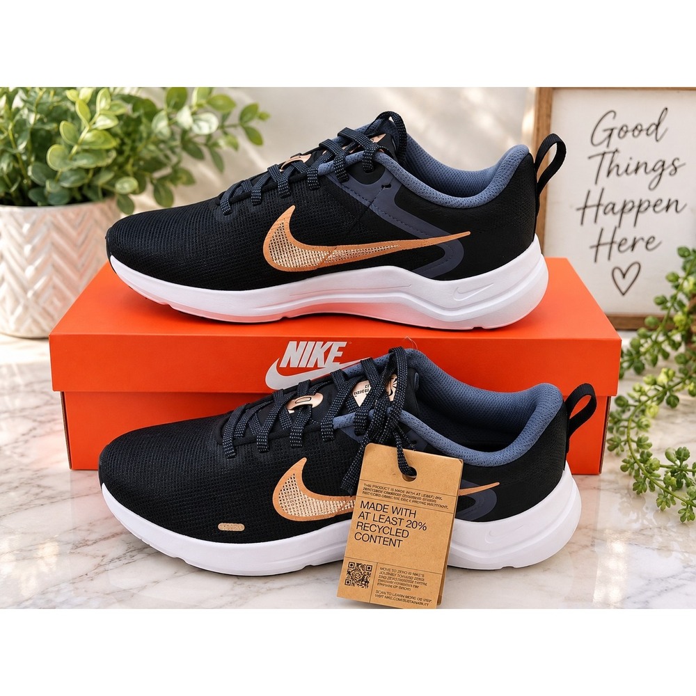 Nike Downshifter 12 Women's 8 Black Bronze Running Shoes Athleisure Gorpcore NWT